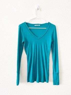 Michael Stars Teal Turquoise Long Sleeve One Size